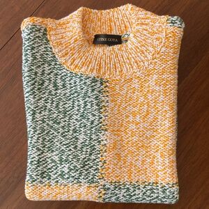 STINE GOYA Sweater Vest Green & Orange Medium
